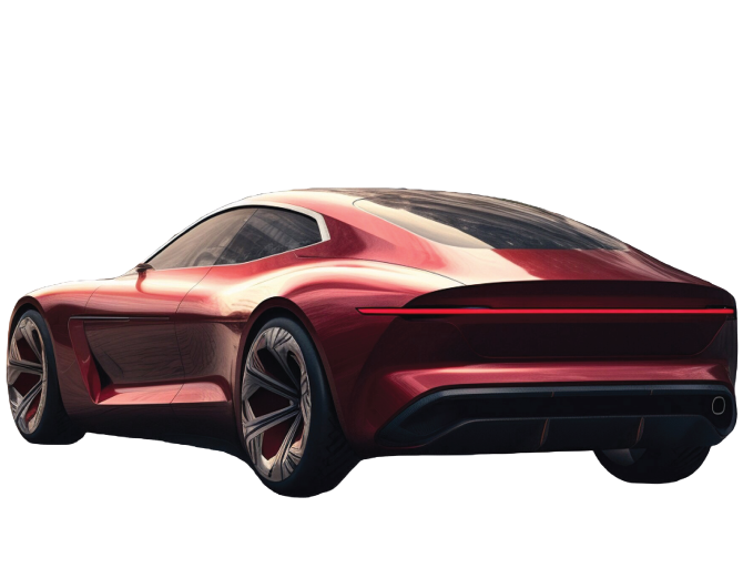 A red sports car with a sleek design